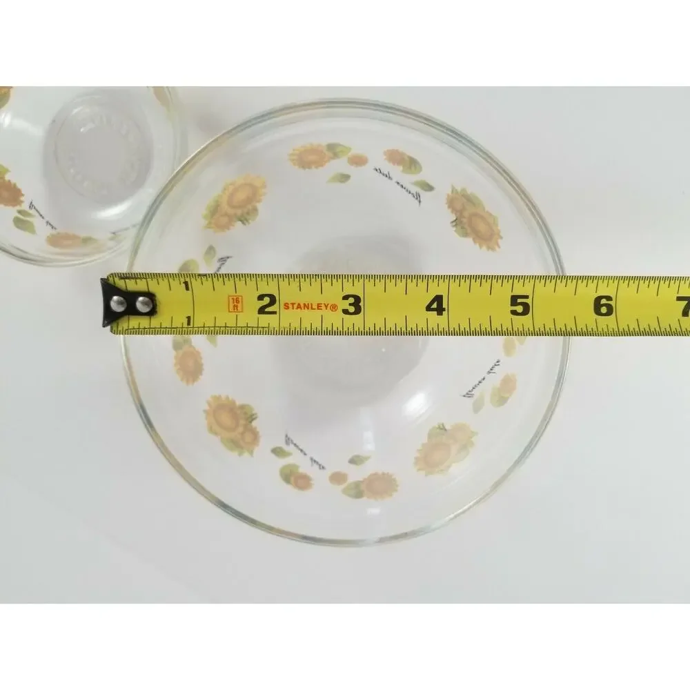 Sunflower Glass Bowl Set Imperial 2 Piece Cereal Fruit Prep Dip Granny Cottage